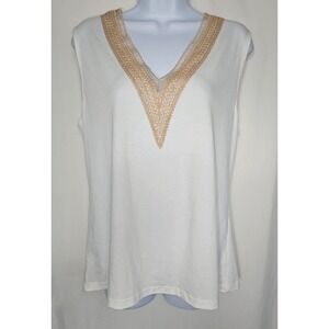 Saukole Women's Lightweight White Pullover Sleeveless Blouse Size Large -‎ NWT
